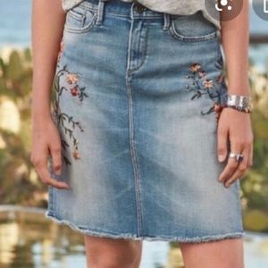 Driftwood Embroidered Denim Skirt- Anthro,Sundance